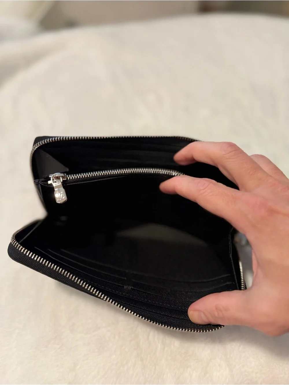 Louis Vuitton Black Damier Graphite Zip Wallet with Silver Hardware